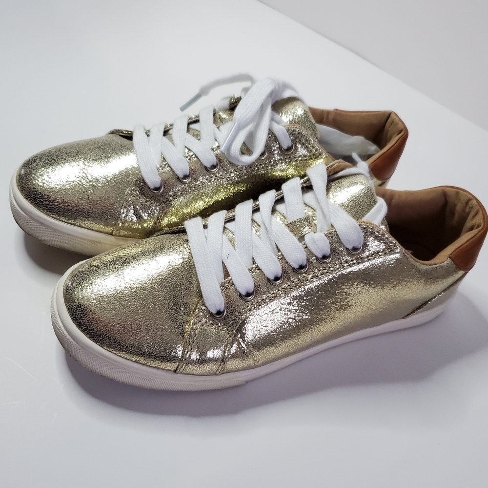 Sneakers gold & brown & white